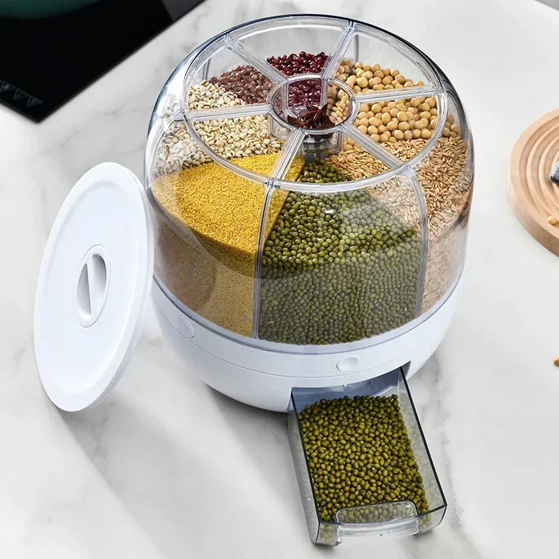 360° Rotating Rice Dispenser Storage