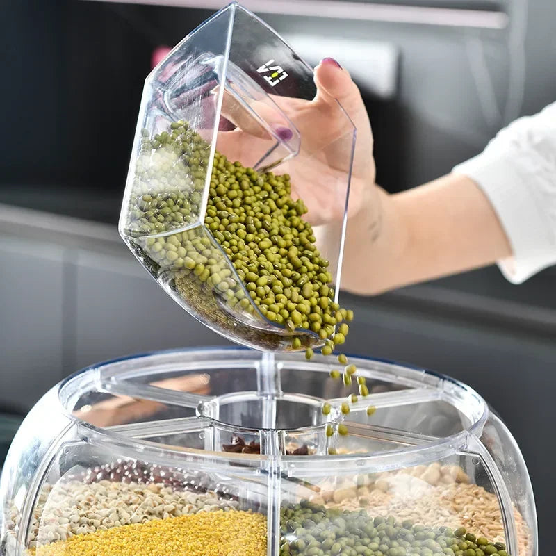 360° Rotating Rice Dispenser Storage