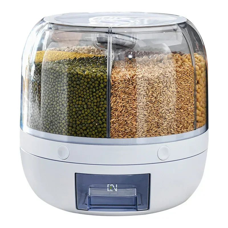 360° Rotating Rice Dispenser Storage