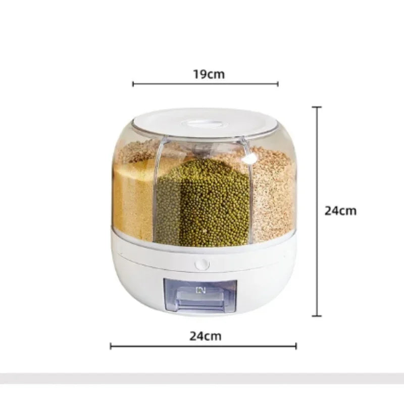 360° Rotating Rice Dispenser Storage