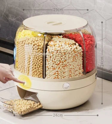 360° Rotating Rice Dispenser Storage